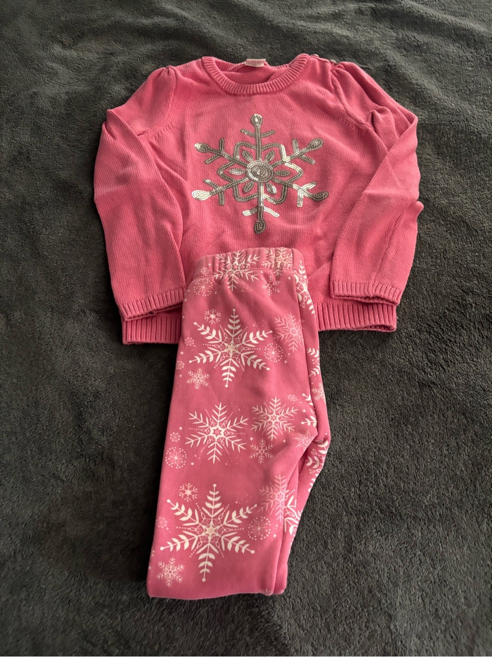 Gymboree Pink Snowflake Sweater & Fleece Leggings Set